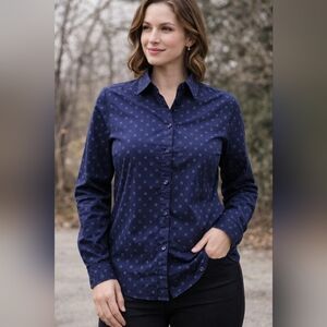 TAG Navy Blue Button Down Blouse | Size 18 | Office Work Shirt